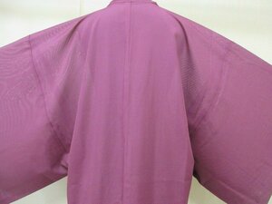 1円 良品 正絹 長羽織 絽 夏物 和装 和服 アンティーク 紫 紋なし 無地 男性用 単衣 身丈93cm 裄69cm【夢職】★★★