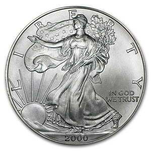 [保証書・カプセル付き] 2000年 (新品) アメリカ「イーグル・ウオーキング リバティ」純銀 1オンス 銀貨