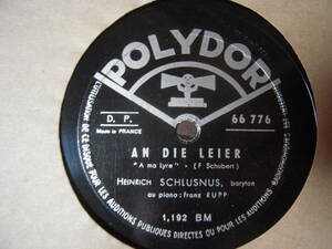 【仏盤１２吋SP】「Schubert AN DIF LEIER/SCHLUSNUS」POLYDOR