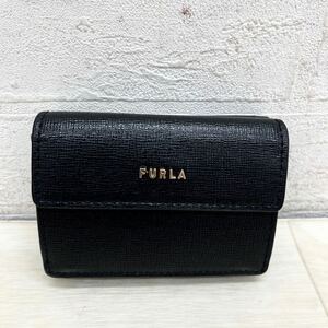 1401◎ FURLA フルラ 財布 三つ折り 折り畳み お札入れ カード入れ 小銭入れ あり カジュアル ブラック レディース