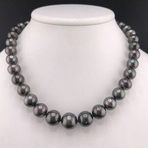 E03-6574★ 黒蝶パールネックレス 10.30mm~14.45mm 42cm 83g ( 黒蝶真珠 Pearl necklace SILVER )
