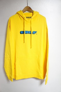 美品 国内正規 GOLF WANG ゴルフ ワン ロゴ プリント プルオーバー フーディー スウェット パーカー 黄 イエロー サイズXL 326M