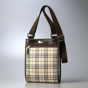 MF1572*バーバリー BURBERRY*チェック柄 ショルダーバッグ*ポシェット*クロスボディバッグ*鞄*ベージュ×ブラウン