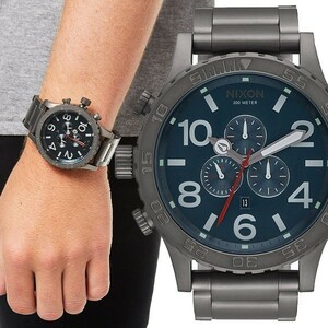 ☆NIXON/ニクソン A0832340 THE 51-30 CHRONO BLUE / GUNMETAL ガンメタル/ブルー メンズ ユニセックス 腕時計 クロノ