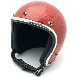 送料無料 ARTHUR FULMER AF20 RED METALFLAKE 56cm/アーサーフルマー赤レッドビンテージヘルメットハーレーチョッパーwストラップ60s70s