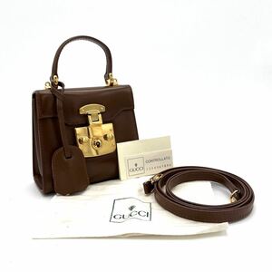 1円 美品 OLD GUCCI オールド グッチ ミニミニ マイクロ レディロック 2way ボックス カーフ ショルダー バッグ D0775N