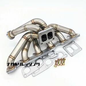 RB26DETT T4フランジ 上置き ツインスクロール エキマニ 等長 ステンレス 44mm ウエストゲート用 BNR32 BCNR33 BNR34 マフラー タービン