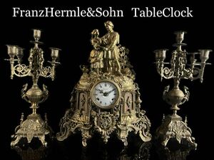 ◇鸛◇ FHS社 Franz Hermle&Sohn フランツヘルムレ&サン ドイツ機械式 高級置時計 特大45㎝ 燭台一対 イタリア製 Inperial アンティーク