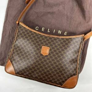 1円〜【入手困難品】 CELINE セリーヌ アクセサリーポーチ ショルダーバッグ マカダム ブラウン 斜め掛け◎ トリオンフ 鞄 レザー