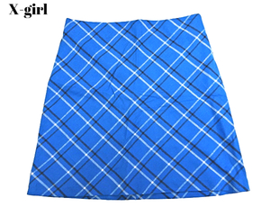 1 未使用【X-girl スカート チェック Blue ブルーチェック エックスガール スカート XG0499】