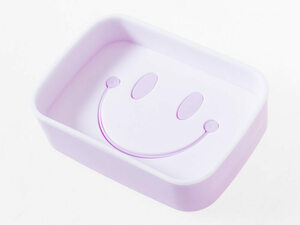 キッチ 風呂場など 2段タイプ 水切りトレイ+集水ボックス 石鹸置き ソープディッシュ/スマイル#紫 ZA-42409