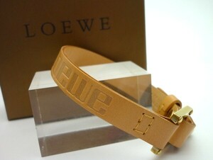 1000円スタート ブレスレット LOEWE ロエベ 030510 レザー 革 ベージュ×ゴールド 腕周り約18cm 箱付 アクセサリー レディース 3 B724