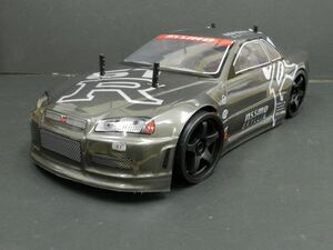 ☆Li-ionバッテリー☆ 2.4GHz 1/10 ドリフトラジコンカー R32 GTR タイプ ガンメタ【ターボ機能付き・塗装済み完成品・フルセット】