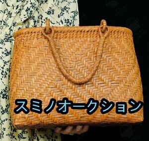 極美品★国内希少！手作り美品 山葡萄かごバッグ 手編み山葡萄籠バッグ バスケット籐かご