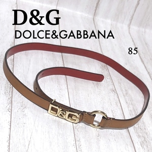 D&G ドルチェ＆ガッバーナ ベルト 85/DOLCE＆GABBANA レザー ロゴバックル レディース