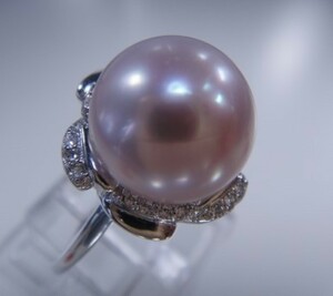 n22544 綺麗 大粒　天然真珠　指輪サイズ調節自由 10.6mm 925銀 パール