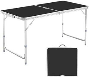 DesertFox アウトドア 折りたたみ テーブル 120cm 3段階高さ調整可能 キャンプテーブル ピクニック レジャー キャ