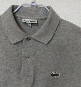 【サイズ5】ラコステ LACOSTE ポロシャツ グレー L1212 80’sビンテージ 文字ワニ 日本製 正規品 半袖シャツ ゴルフウェア フレラコ