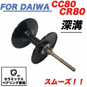 黒色　ダイワ DAIWA CC80 / CR80　ベイトリール 替えスプール 深溝スプール ベイトスプール 金属製スプール　