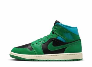 Nike WMNS Air Jordan 1 Mid "Black/Lucky Green and Aquatone" 28.5cm BQ6472-033