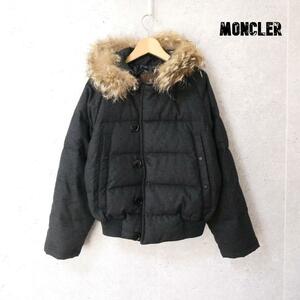 良品 綺麗 MONCLER モンクレール サイズ00 ダークグレー ブルガリ N-2B ダウンジャケット ウール×ナイロン A2704