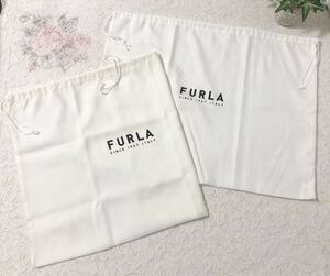 フルラ「FURLA」バッグ保存袋 2枚組 (3451) 正規品 付属品 内袋 布袋 巾着袋 布製 ナイロン生地 ホワイト 44×35cm 同サイズ