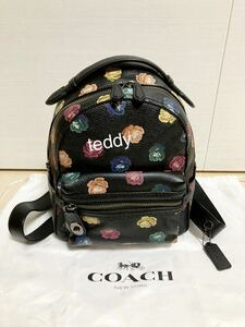 希少　レア　美品　コーチ　COACH バックパック　ウィズ　ローズ　プリント　レインボー　カラフル　薔薇　花柄　花　リュック　限定