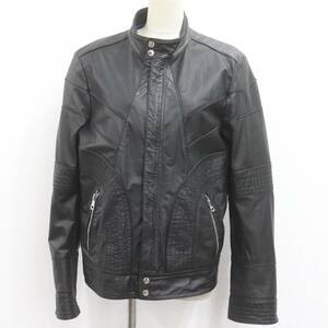 ITIQE1LU267P 即決 本物 GUCCI グッチ ライダース ジャケット トップス アウター カンガルー 革 メンズ ブラック 黒 サイズ48