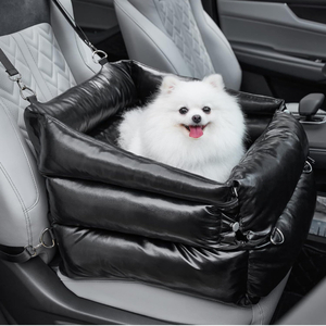 ペット用 ドライブボックス 犬 PUで耐久性UP!ドライブ 車 小型犬 中型犬 お出かけ 猫用 体重15kg以下 車内 座席 旅行 (ブラック)