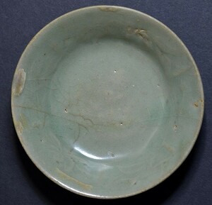 中国　宋代　高麗青磁　汝窯系　花文小皿　12世紀　時代保証