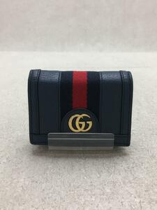 GUCCI◆オフディア/コンパクトウォレット/2つ折り財布/レザー/ネイビー