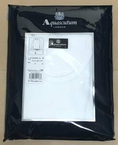 Aquascutum　リバーシブル長袖 丸首シャツ 日本製 綿100％　L　アクアスキュータム　定価3.740円