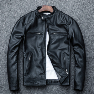レザージャケット 上品　本革 牛革　ライダースジャケット メンズファッション バイクジャケット 　革ジャン S～4XL　黒