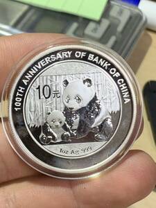 パンダ銀貨 2012年中国銀行成立100周年記念　パンダ銀貨　1オンス純銀 未使用　極美品 希少