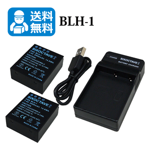送料無料　BLH-1　オリンパス　互換バッテリー　2個と　互換充電器　1個（USB充電式）OM-D E-M1 Mark2 / OM-D E-M1 Mark3 / E-M1X