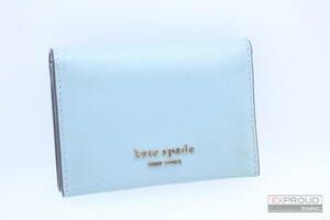 美品★R30 KATE SPADE ケイトスペード SPENCER スペンサー バイフォールド カードケース ブルー系 名刺入れ 約7.5×10.5×2cm 正規品