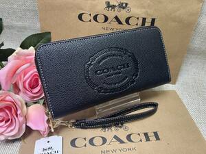 コーチ COACH 長財布 財布 ロング ジップ アラウンド ウォレット コーチ ヘリテージ トープ ぺブルド レザー ストラップ付き CN353 A343 