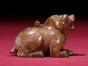  ▽鴻▽漢・和田玉・高古玉彫・瑞獣把件 時代物 中国古美術 骨董品