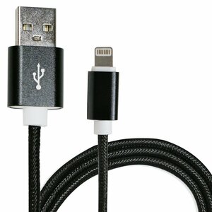 【新品即納】[0.5m/50cm]ナイロンメッシュケーブルiPhone用 充電ケーブル USBケーブル iPhone iPad iPod ブラック/黒