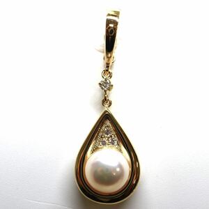 良質!!MIKIMOTO(ミキモト)《K18 天然ダイヤモンド/アコヤ本真珠ペンダントトップ》M 約4.2g pendant パール pearl diamond jewelry EC0/EC4