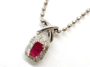 プラチナ Pt900/850 ネックレス ■ ルビー 0.29ct ダイヤ 0.24ct □2G6DS