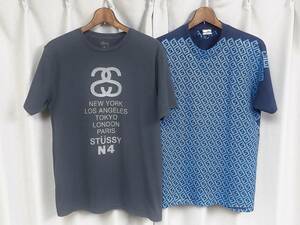 ◆M2枚セット ステューシー パロディーTシャツ (1) 90s old Stussy USA アメリカ製 フェンディモノグラム (2) シャネルロゴ ワールドツアー