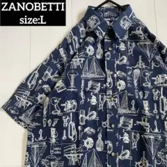 新品未使用★ZANOBETTI★ザノベッティ★シルクシャツ★総柄★半袖★L