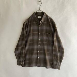 steven alan BOLD FIT スティーブンアラン コットンネル ボタンダウン シャツ チェック柄 ボックスシルエット ゆったりめ 茶系 size S sk