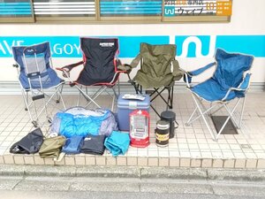 【愛知県名古屋市中村区 店舗渡し限定 Undeliverable】クーラーボックス・折り畳みチェア・シュラフ 他計9点 アウトドア セット