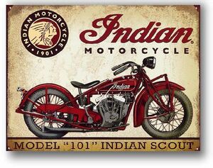 インディアンモーターサイクル モデル101 スカウト レトロ調 アメリカンブリキ看板 アメリカ 雑貨 アメリカン雑貨 メタルプレート