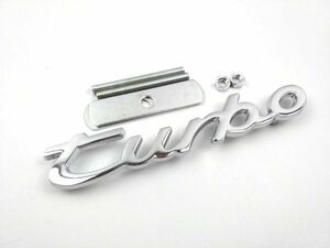 turbo フロントグリルエンブレム 金属製 メタル ターボ シルバー