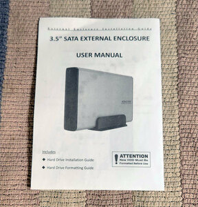 取扱説明書 ユーザーズマニュアル　ハードディスクケース　3.5" SATA EXTERNAL ENCLOSURE