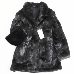 未使用品●定価68万円 MINK ミンク 本毛皮ショートコート ジャケット ブラック 大きめサイズ15号 毛質艶やか・柔らか◎
