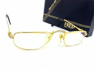 1円 FRED フレッド 135 DEMI LUNE 度入り メガネ 眼鏡 レディース メンズ ゴールド系 FA7101